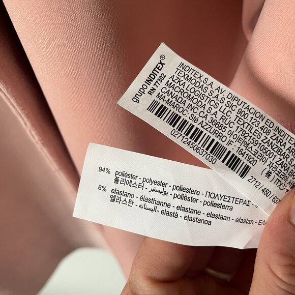 Zara Faux Suede Lapel Collar Coat Trench Jacket Blush Pink Size Medium - Picture 12 of 14